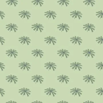 Spring seamless pattern with palm licuala leaf silhouettes. Green pastel back Stock Illustration