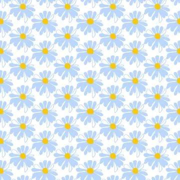 Spring seamless pattern rows meadow daisies white Summer template Blooming Stock Illustration