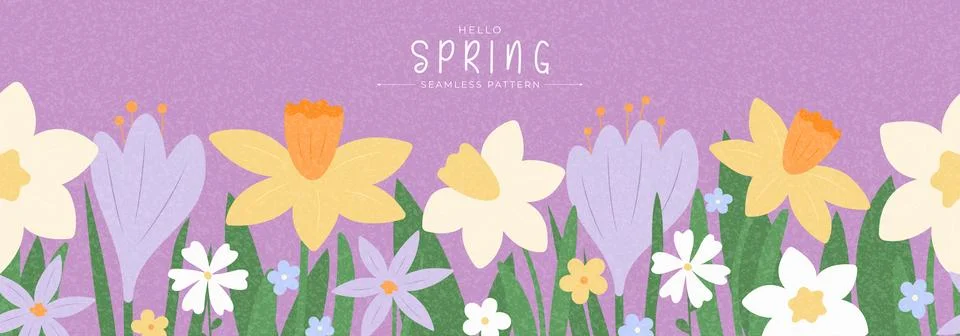 Spring seamless pattern template Stock Illustration