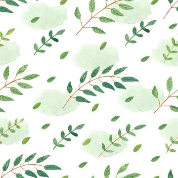 Spring seamless pattern with tree branches with leaves Stock Illustration
