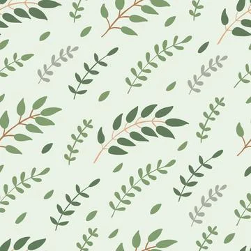 Spring seamless pattern with tree branches with leaves and sprigs. Stock Illustration