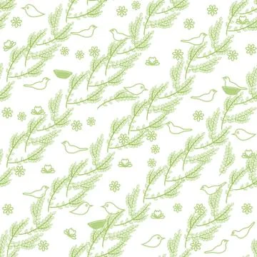 Spring seamless pattern on white background Illustrazione stock