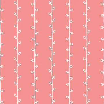 Spring Seamless sketch vector pattern. White twigs on green background Stock Illustration