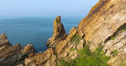 Spring seaside scenery of Binhai Road in Dalian, Liaoning province, China Stock Footage 241406028