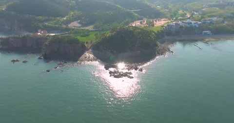 Spring seaside scenery of Binhai Road in Dalian, Liaoning province, China Stock Footage 241408726