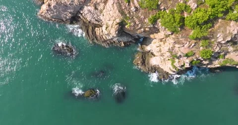 Spring seaside scenery of Binhai Road in Dalian, Liaoning province, China Stock Footage 241409887