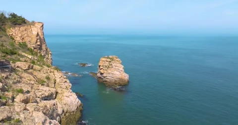 Spring seaside scenery of Binhai Road in Dalian, Liaoning province, China Stock Footage 241410557