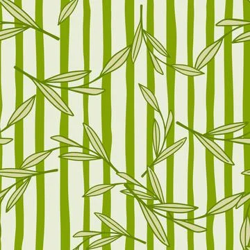 Spring season foliage seamless pattern with random contoured foliage leaf pri イラスト素材