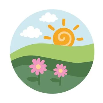 Spring season landscape 库存插图