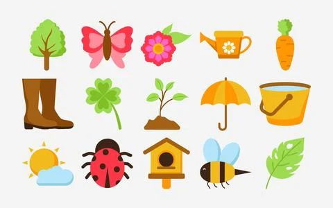 Spring season vector element set 스톡 일러스트