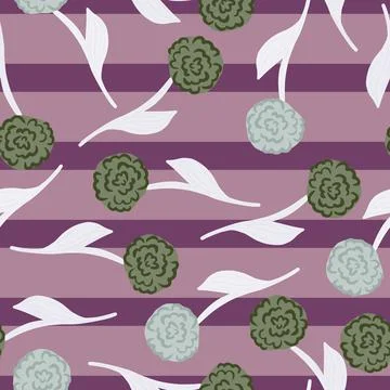 Spring seasonal seamless pattern with random rose ornament. Flowers print. Pu Stock Illustration
