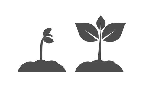 Spring seedlings plants icons. Vector illustration. Stock Illustration