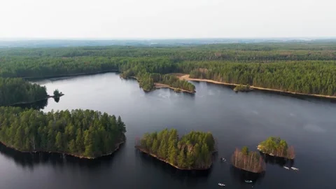 Spring Serenity – Drone View of Lake in Teijo National Park, Southern Finland Stock Footage 308086293