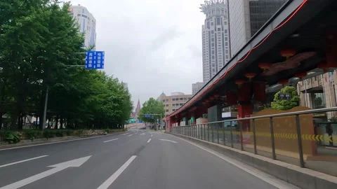Spring silent streets in Shanghai is under lockdown Stock Footage 192362397