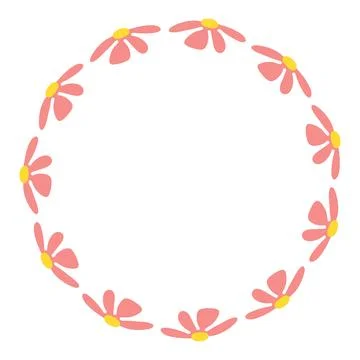 Spring simple minimalist bright design. Hand drawn flowers wreath. Elegant fl Stock Illustration
