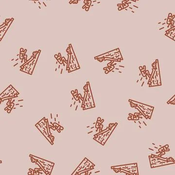 Spring skiing spring line vector seamless pattern Stock Illustration