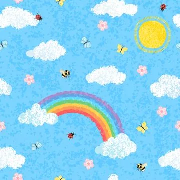 Spring Sky Seamless Pattern 스톡 일러스트
