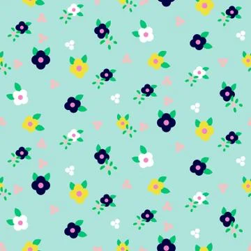 Spring small wild flower field seamless pattern Illustrazione stock