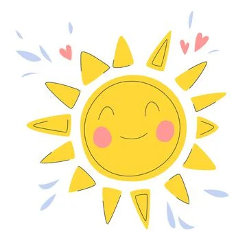 Spring smiling Sun. Spring concept. Cute illustration of the Sun. Stock Illustration