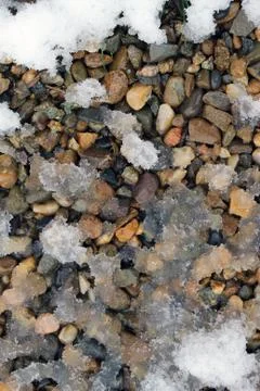 Spring snow on the rocks. snow patterns, textured Stock Photos