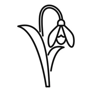 Spring snowdrop flower growing from ground up icon Stock Illustration