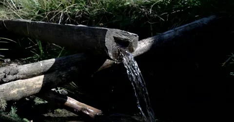 Spring Source of Fresh Drinking Water in Carpathians Mountains Stock-Footage 67054585