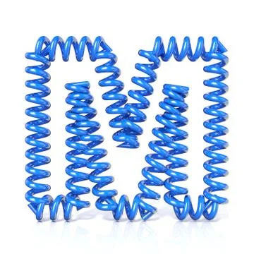 Spring, spiral cable font collection letter - M. 3D Stock Illustration