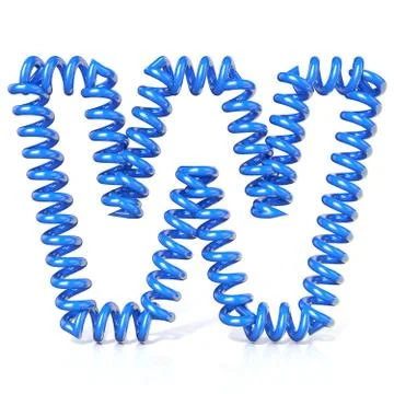 Spring, spiral cable font collection letter - W. 3D Stock Illustration