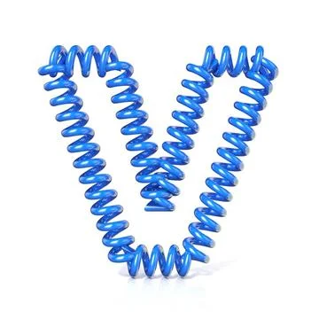 Spring, spiral cable font collection letter - V. 3D Spring, spiral cable f... Stock Photos