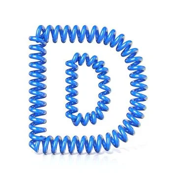 Spring, spiral cable font collection letter - D. 3D Spring, spiral cable f... Stock Photos