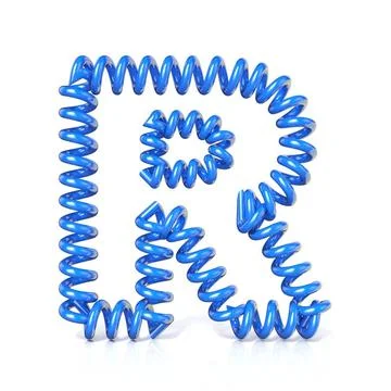 Spring, spiral cable font collection letter - R. 3D Spring, spiral cable f... Stock Photos