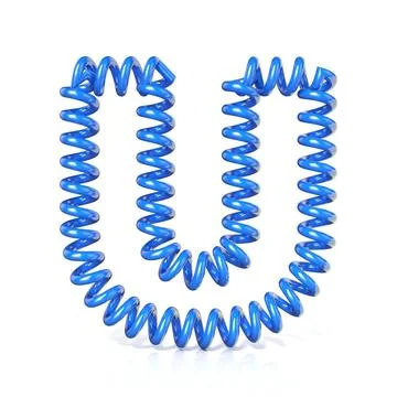 Spring, spiral cable font collection letter - U. 3D Spring, spiral cable f... Stock Photos