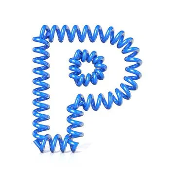 Spring, spiral cable font collection letter - P. 3D Spring, spiral cable f... Stock Photos