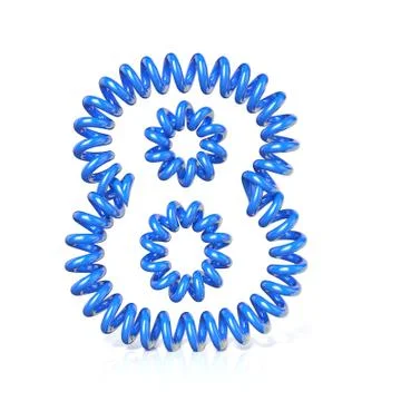 Spring, spiral cable number EIGHT 8 3D Stock Illustration