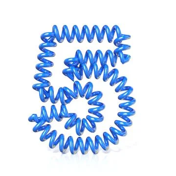 Spring, spiral cable number FIVE 5 3D Stock Illustration