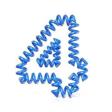 Spring, spiral cable number FOUR 4 3D Spring, spiral cable number FOUR 4 3... Stock Photos