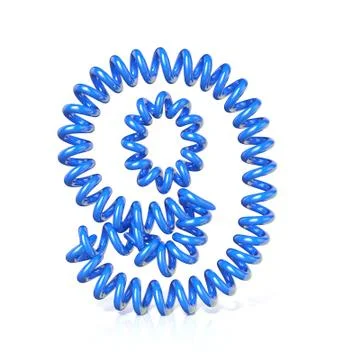 Spring, spiral cable number NINE 9 3D Stock Illustration