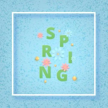 Spring square blue card. Vector illustration. Illustrazione stock