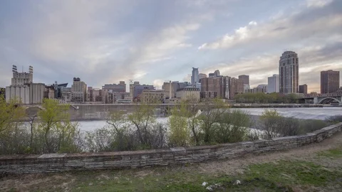 Spring at St. Anthony Falls in Minneapolis Stock Footage 81146070
