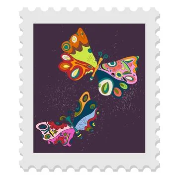 A spring stamp with Easter floral holiday motifs in a naive folk art style. V Stock Illustration