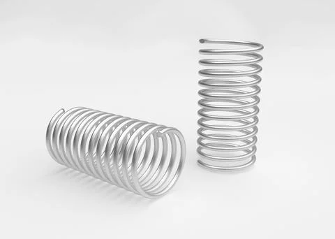 Spring steel with shadow on white background isolation. 3d render 스톡 일러스트
