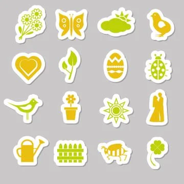 Spring stickers Stock Illustration