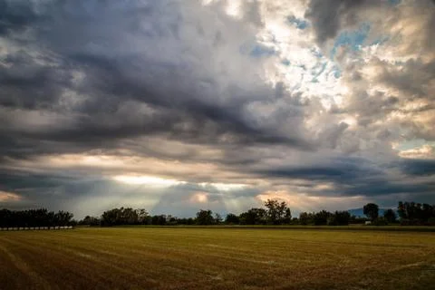 Spring storm over the fields Stock Photos
