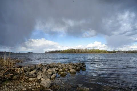Spring Storm Over the River Фото