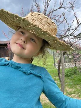 Spring with the straw hat on 写真素材