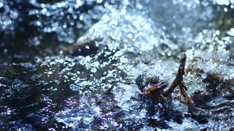 Spring Stream and Melting Ice Cold Blue Video stock 136554077