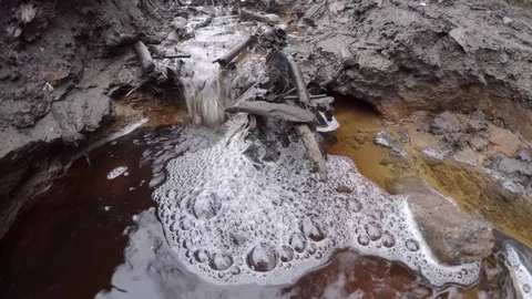 Spring stream from melted snow. Stock Footage 84521343