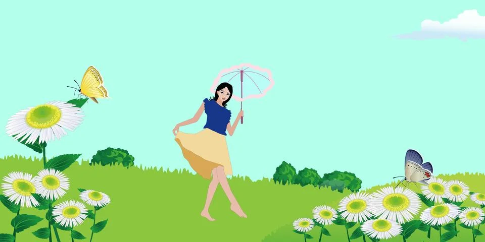 Spring Stroll Stock Illustration