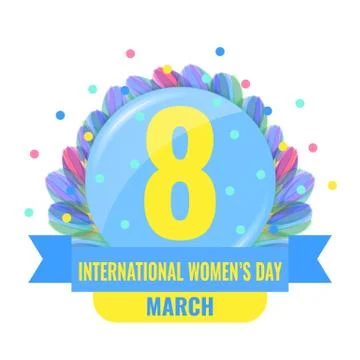 Spring stylish 8 march round banner Stock Illustration