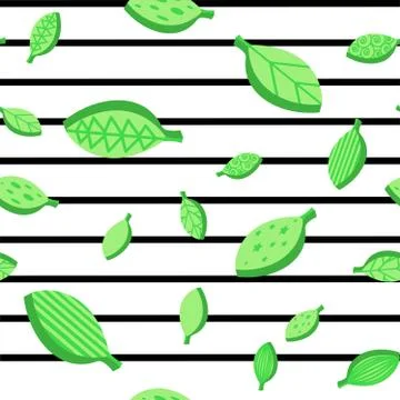 Spring stylized leaves flat, seamless vector pattern 스톡 일러스트